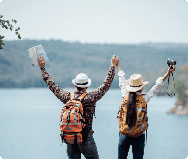 Travelers enjoying a scenic view